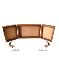Sagwan/ Teakwood 3 Foldable Book Frame - 18/6" Total, Middle Frame Transparent Acrylic Base, Teakwood