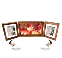 Sagwan/ Teakwood 3 Foldable Book Frame - 18/6" Total, Middle Frame Transparent Acrylic Base, Teakwood
