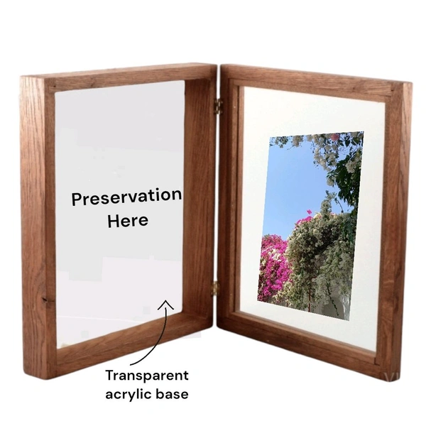 Teakwood Book Frame-1 preservation+Photo Frame  - 7/5/1.5", Mdf Base On Preservation Side