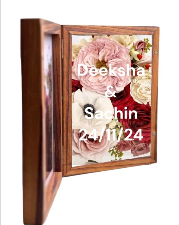 Teakwood Book Frame-1 preservation+Photo Frame  - 7/5/1.5", Mdf Base On Preservation Side