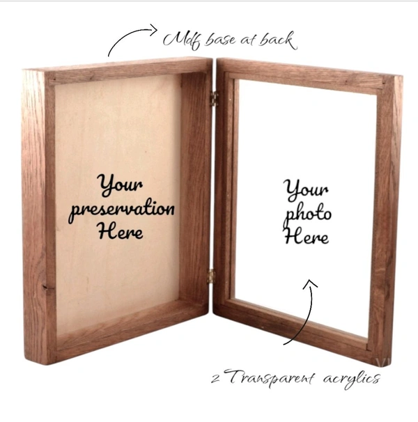 Teakwood Book Frame-1 preservation+Photo Frame  - 8/6/1.5", Mdf Base On Preservation Side