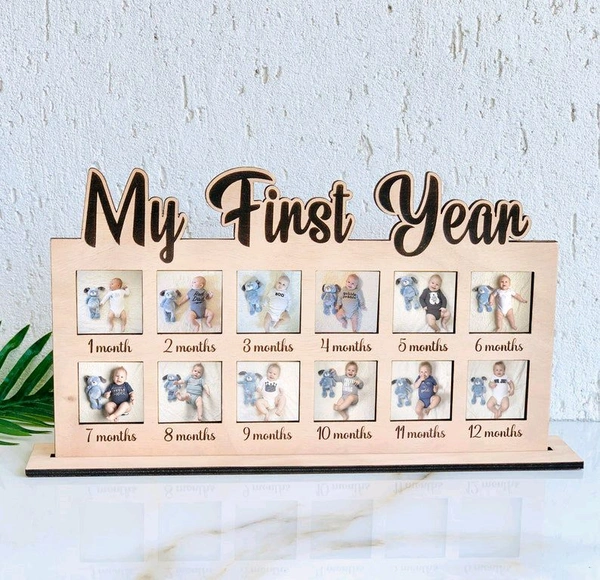 Mdf Baby 1 Year Birth Frame - 15/9"