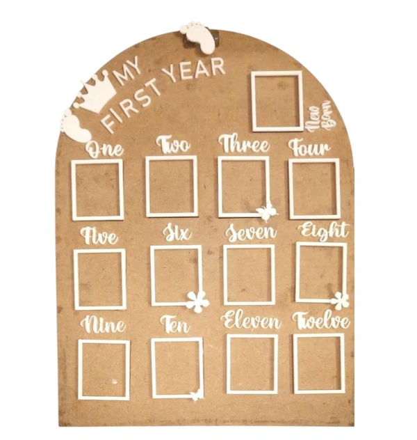 Baby One Year Frame - Mdf+ Acrylic  - 18/13", Mdf + White Acrylic