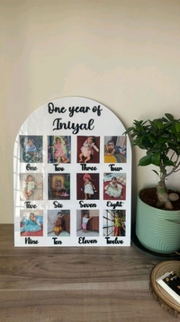 Baby One Year Frame - Acrylic+ Acrylic  - White Acrylic+ Black Text, 16/14"