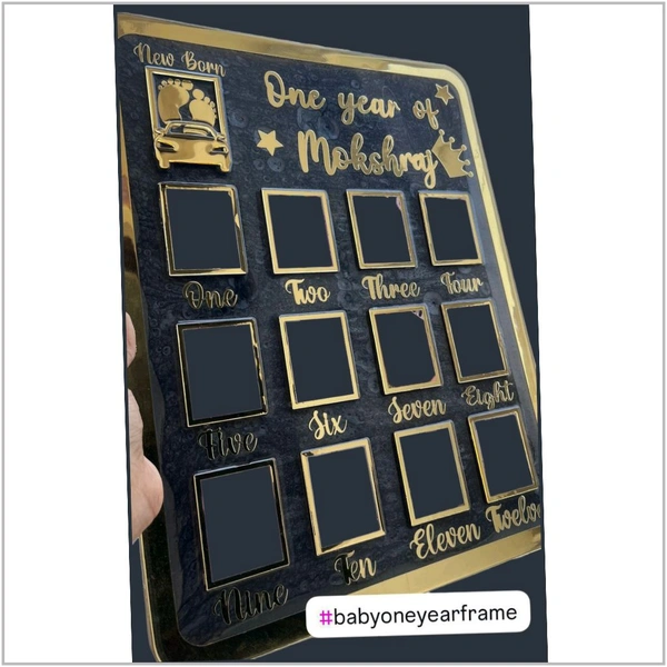Baby One Year Frame - Mdf+ Acrylic  - 18/13", Mdf+ White Acrylic