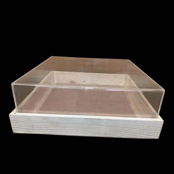 Pinewood Acrylic Wedding Invitation Card Display Box - 5/5/4 Inches
