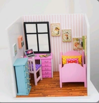 DIY Open Room Box/ Miniature Room Box:B2 - 8/8/8", 1 Set -4 Pcs/ Side Mdf Base