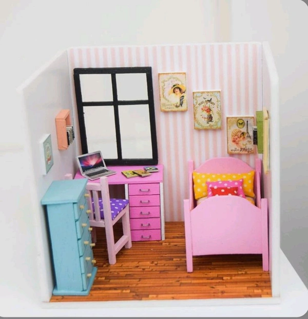 DIY Open Room Box/ Miniature Room Box:B2 - 8/8/8", 1 Set -4 Pcs/ Side Mdf Base