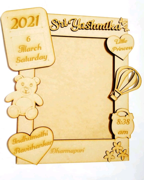 Mdf Engraving Baby Birth Details Kids Photoframe - 12/10"