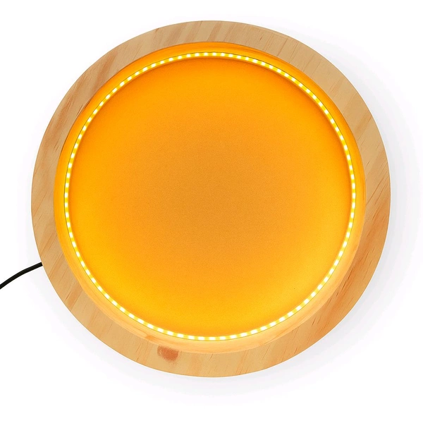 Pinewood Round LED Wooden Varmala Preservation Frame - 20", Mdf Base