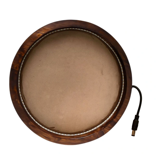 Round Teak Finish Pinewood Preservation Frame  - 18", Mdf Base