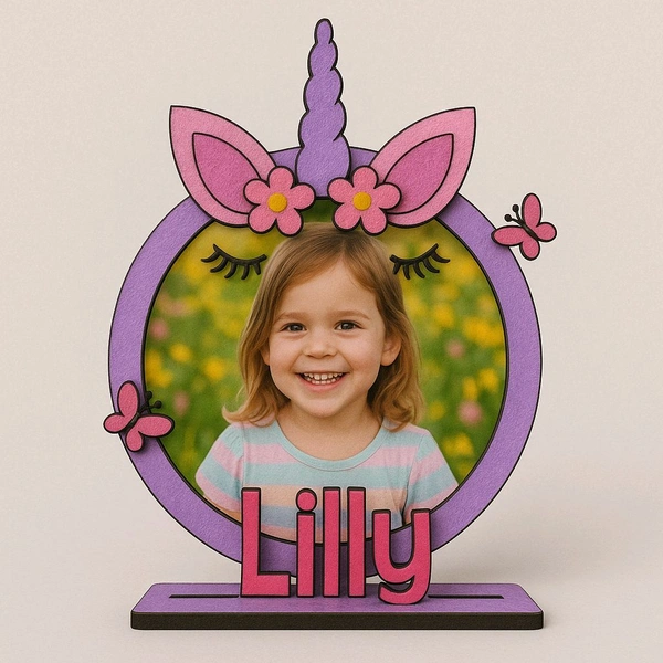 Unicorn Theme Kids Photo Frame  - 12", Raw Without Paint