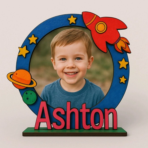 Astronaut Theme Kids Photoframe - 12", Raw- Without Paint