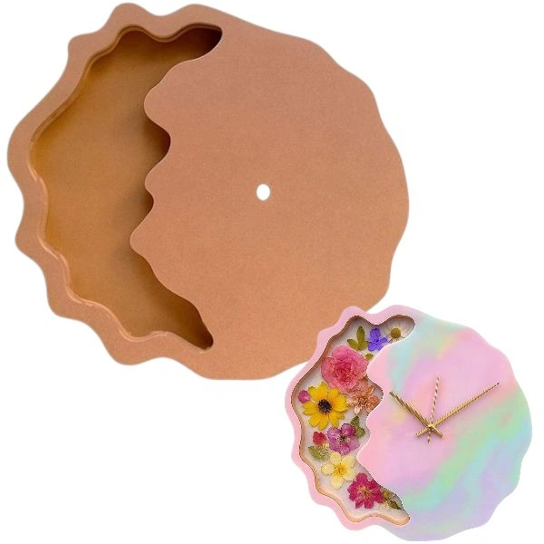 Geode/ Agate Flower Preservatio Mdf Clock Base  - 16 Inch, 24mm