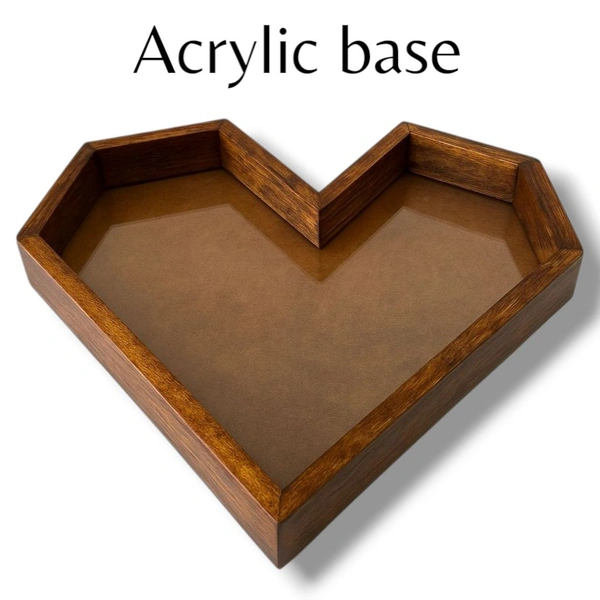 Teakwood Heart Varmala Preservation Frame- Acrylic Base - 8/7/1.25 Inch