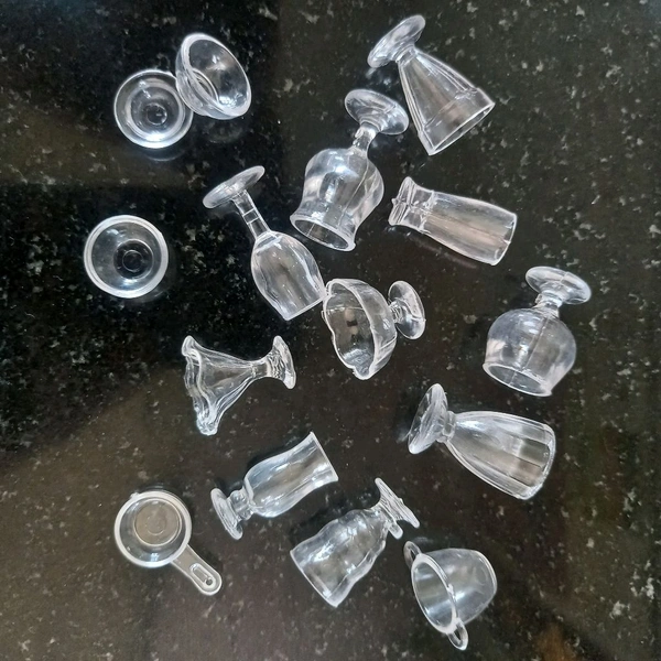 Miniature Glasses, Bowl Utensils Set - Set Of 15 Pcs