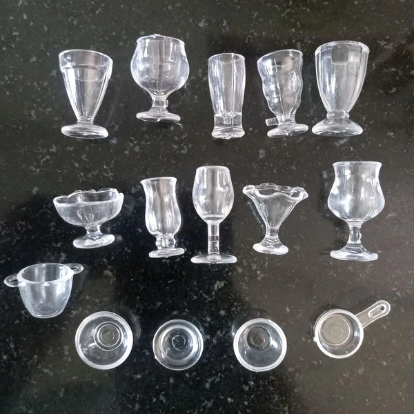 Miniature Glasses, Bowl Utensils Set - Set Of 15 Pcs
