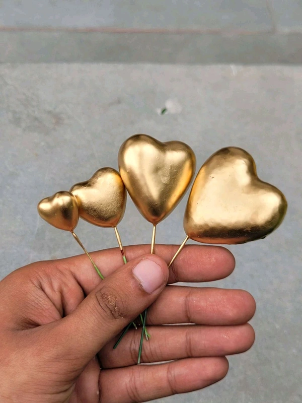 Golden Heart Miniature Balloons Set - Mixed, 10 Pcs