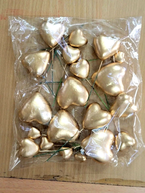 Golden Heart Miniature Balloons Set - Mixed, 10 Pcs