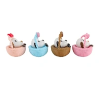 Miniature Cute Dog In Basket - Set Of 4
