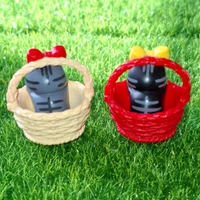 Miniature Cute Cat In Basket - 2 Pcs