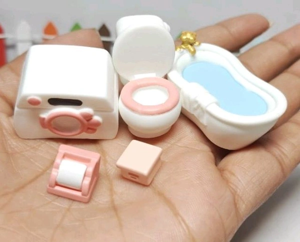 Miniature Bathroom Dollhouse Set - 1 Set