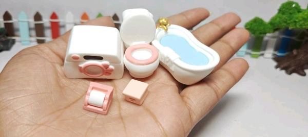 Miniature Bathroom Dollhouse Set - 2 Sets