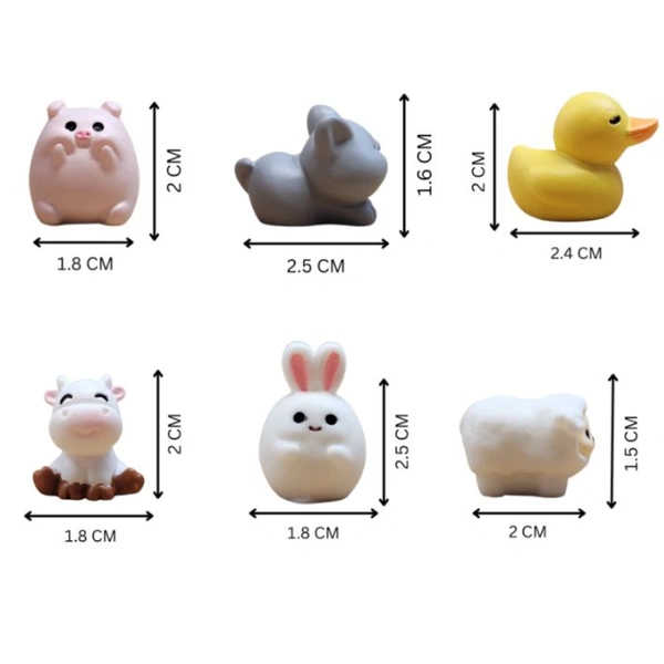 Miniature Cute Animals -6 Pc Set