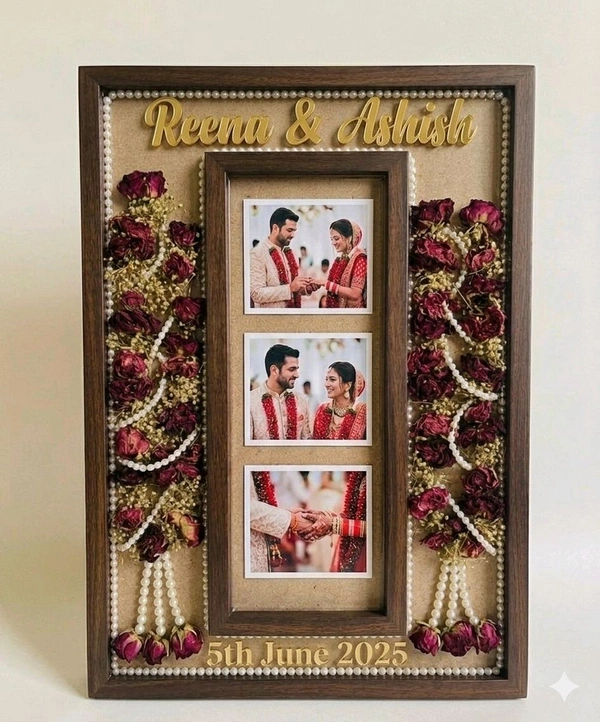  Teakwood Double Varmala Preservation Frame 