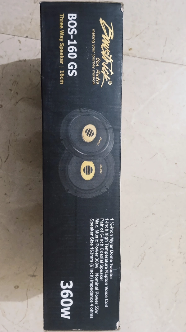 Car Speaker 6 inch Size , Bowstrick Brand Gold Series,  3way Type, 360w Max Power,  One Set(two Speakers) Speaker With Mylar Dome Tweeter