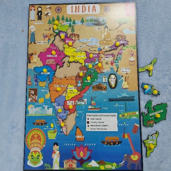 Wissen Wooden India Map Puzzle - 30cm×35cm, 1.058