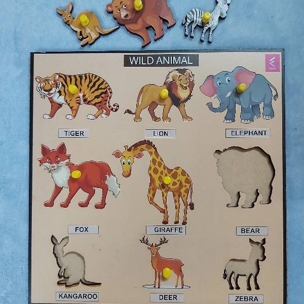 Wissen Wooden Wild Animals Knob Puzzle Big - 29.5cm×30cm, 0.730