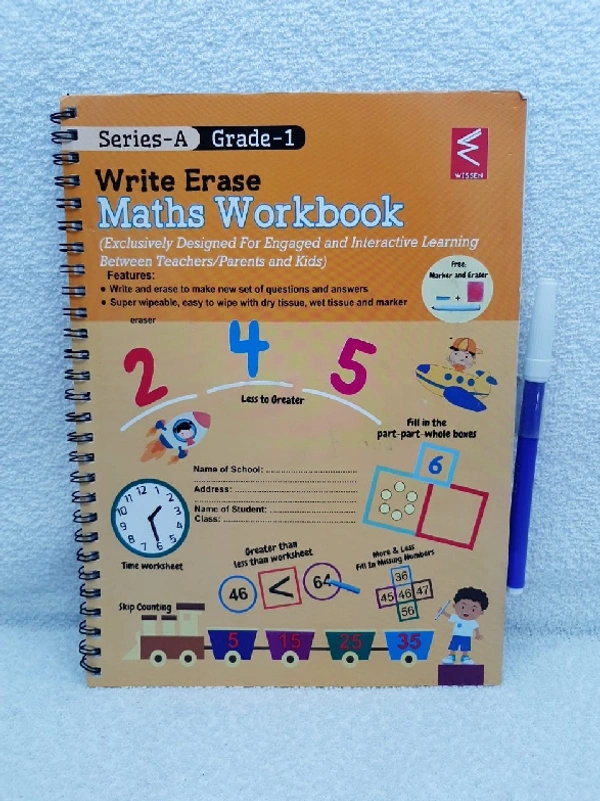 Wissen Write & Erase Maths Work Book - 24.5cmX18cm, 0.150