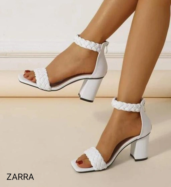 Braided Ankel Strap Heel - 7, White