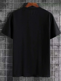 Jump Cuts Printed Men Round Neck White, Black T-Shirt - Black, S