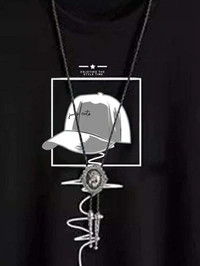 Jump Cuts Printed Men Round Neck White, Black T-Shirt - Black, M