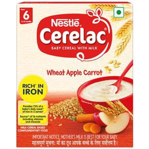 Cerelac Baby Cereal with Milk - Wheat Apple Carrot, (From 6-12 Months)