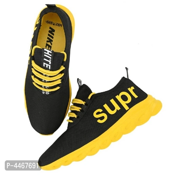 Comfortable Mesh Black Self-design Shoes For Men  - foot length - 25cm, foot length - 25.5cm, foot length - 26cm, foot length - 27cm, foot length - 28cm