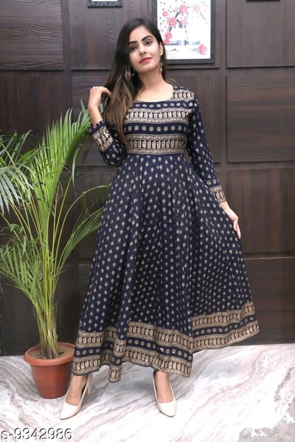 Blue Rayon Anarkali Suit - m, l, xl, xxl