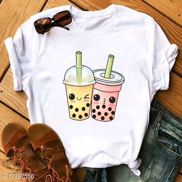 Classy Printed White Tshirt For Women - s, m, l, xl, xxl