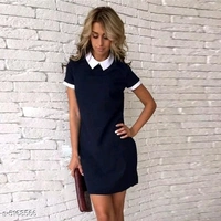 Women Solid Black Cotton Dress - s, m, l