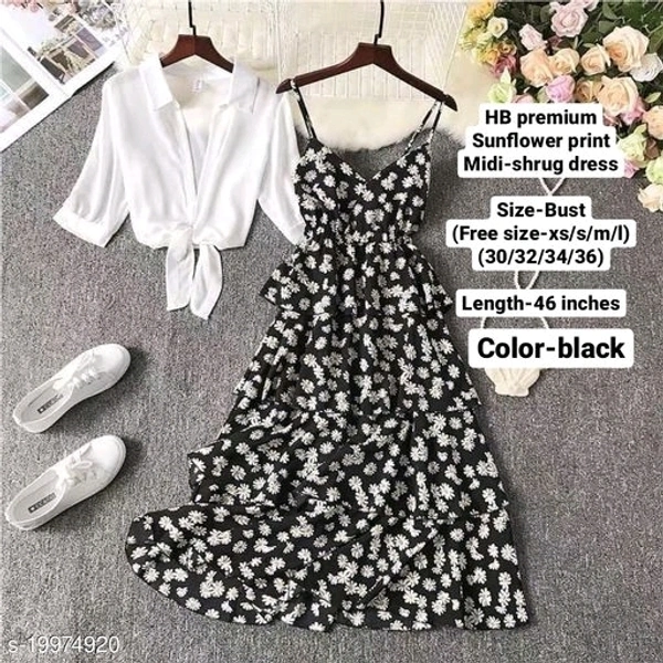 Sunflower Print Midi Shirt Dress