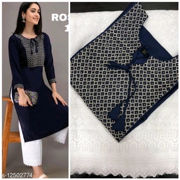 Embroidered Long Kurti With Plazzo - m, l, xl