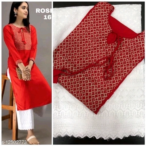 Embroidered Long Kurti With Plazzo - m, l, xl