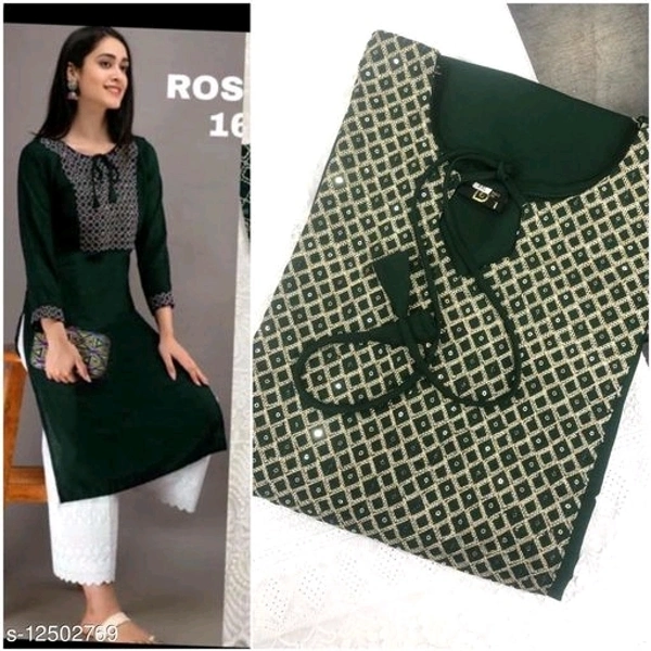 Embroidered Long Kurti With Plazzo - m, l, xl