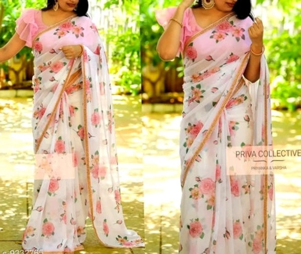 Heavy Lace Work Georgette Saree