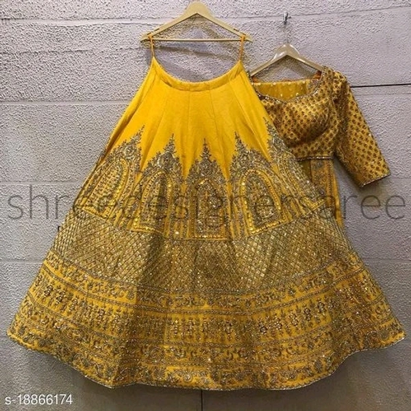 Beautiful Trendy Yellow Lhenga Choli - free size, semi stiched