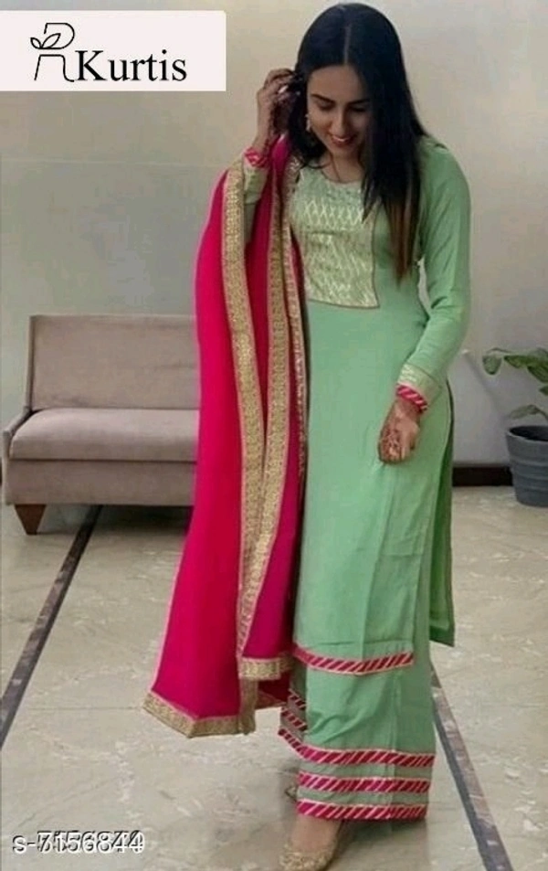 Women Long Kurti With Palazzos  - m, xl, xxl