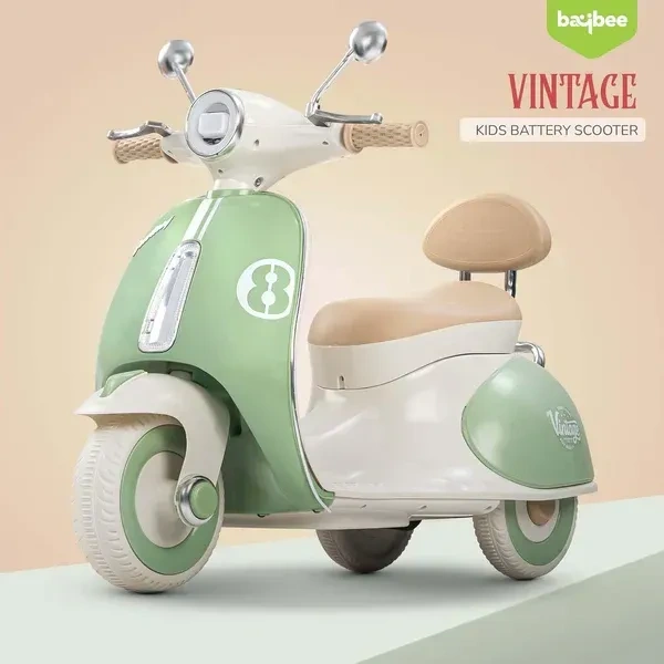 Vintage Vespa Rechargeable Kids Scooty with Light & Music | 1-6 Years | Boys/Girls