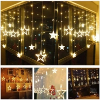 12 Stars 138 Led Curtain String Lights Window Curtain Lights With 8 Flashing Modes Decoration For Christmas, Wedding, Party,
